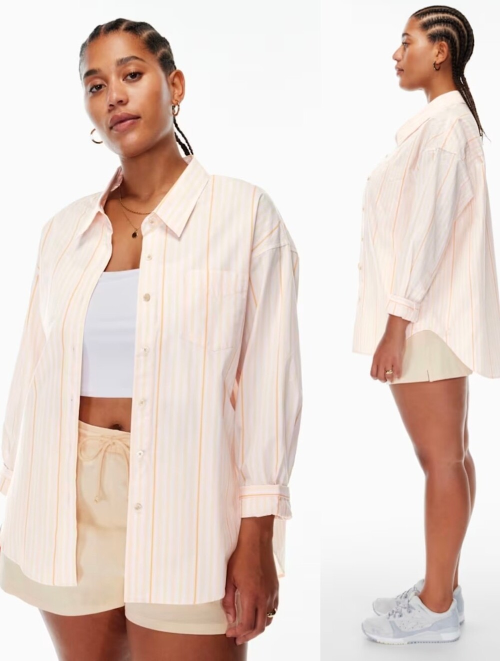 Aritzia Wilfred Free Relaxed Oversized Drop Shoulder Stripe Poplin Shirt 2XS - Picture 1 of 16